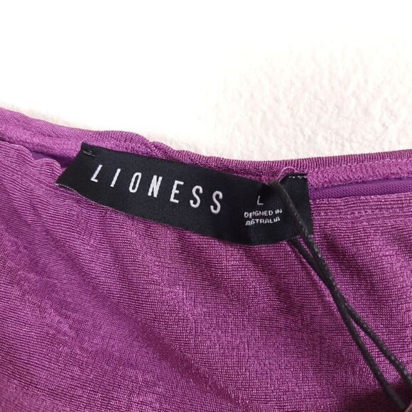 NWT Lioness THE GODDESS MINI DRESS PURPLE Ruched One Shoulder Slinky Womens US 8 - Picture 3 of 9